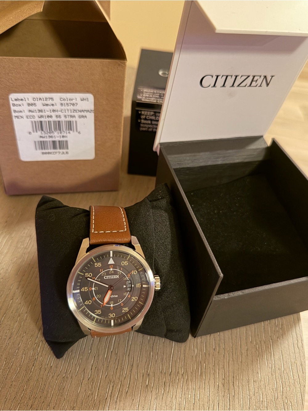 Citizen Black Watch Gift Box with Brown Shipping Box